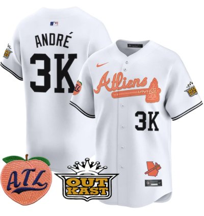 André Jersey 3k Atlanta Braves Atliens Peach Vapor Premier Limited Stitched White