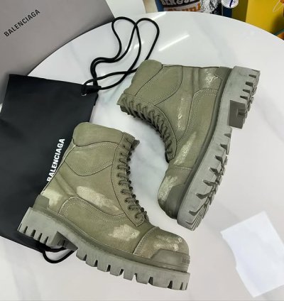 Balenciaga Strike Canvas Combat Boots Khaki