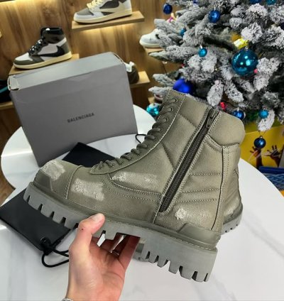 Balenciaga Strike Canvas Combat Boots Khaki
