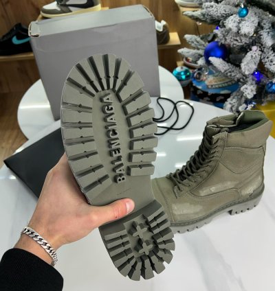 Balenciaga Strike Canvas Combat Boots Khaki