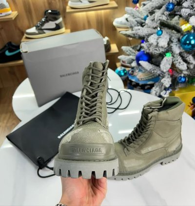Balenciaga Strike Canvas Combat Boots Khaki