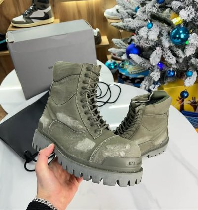 Balenciaga Strike Canvas Combat Boots Khaki