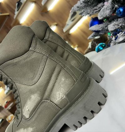 Balenciaga Strike Canvas Combat Boots Khaki