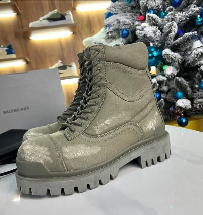Balenciaga Strike Canvas Combat Boots Khaki