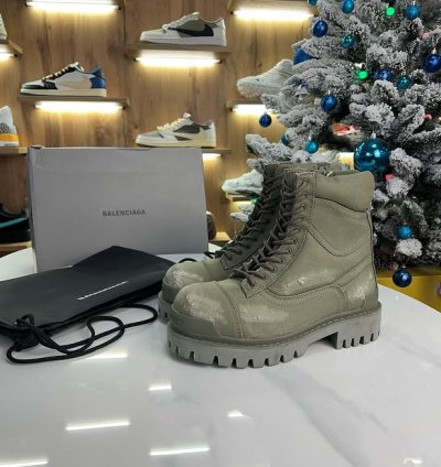Balenciaga Strike Canvas Combat Boots Khaki