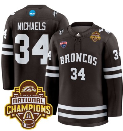 Owen Michaels Jersey 34 Western Michigan Broncos 2025 National Champions Patch Stitched Brown