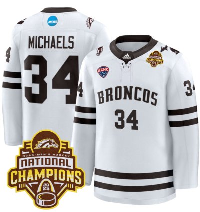Owen Michaels Jersey 34 Western Michigan Broncos 2025 National Champions Patch Stitched White