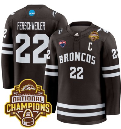 Pat Ferschweiler Jersey 22 Western Michigan Broncos 2025 National Champions Patch Premium Stitched Brown