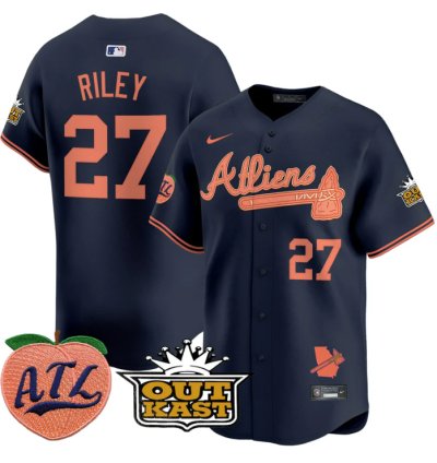 Austin Riley Jersey 27 Atlanta Braves Atliens Peach Vapor Premier Limited Stitched