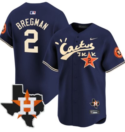 Alex Bregman 2 Houston Astros Cactus Jack Houston Patch Navy Limited Jersey