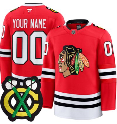 Custom Chicago Blackhawks Jersey Name Number Premium All Stitched Red