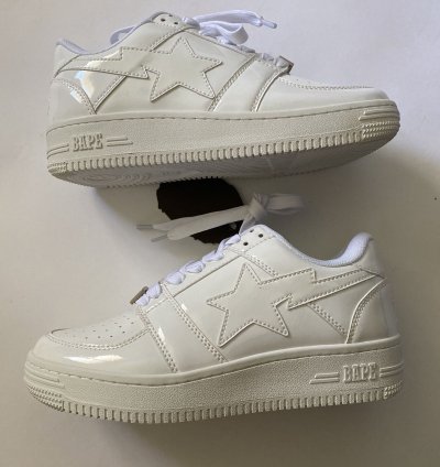 Bapesta Patent Leather All White