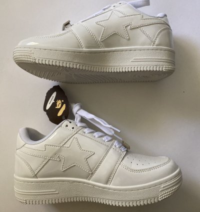 Bapesta Patent Leather All White