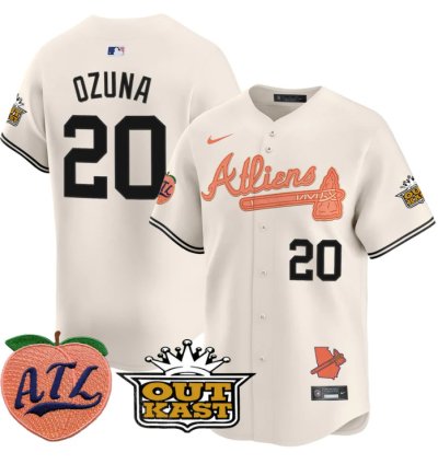 Marcell Ozuna Jersey 20 Atlanta Braves Atliens Peach Vapor Premier Limited Stitched Cream