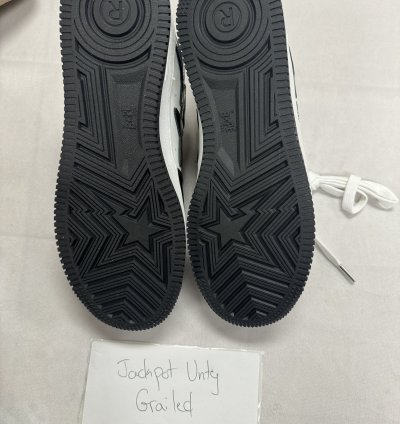 Bapesta Patent Leather Black White Twisted Face Size 10