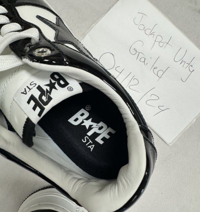 Bapesta Patent Leather Black White Twisted Face Size 10