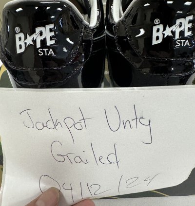 Bapesta Patent Leather Black White Twisted Face Size 10
