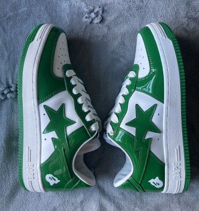 Bapesta Patent Leather Green White