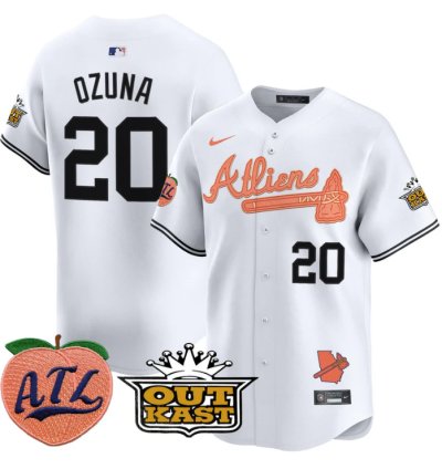Marcell Ozuna Jersey 20 Atlanta Braves Atliens Peach Vapor Premier Limited Stitched White