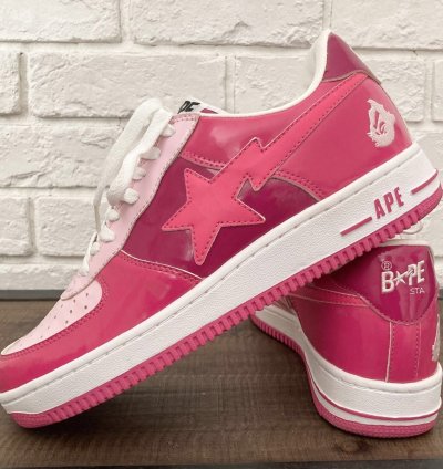 Bapesta Patent Leather Sneakers Pink Bathing Ape Bape Sta