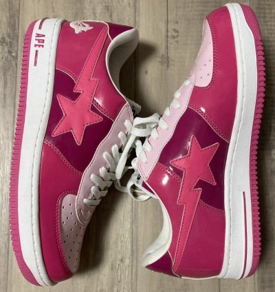 Bapesta Patent Leather Sneakers Pink Bathing Ape Bape Sta