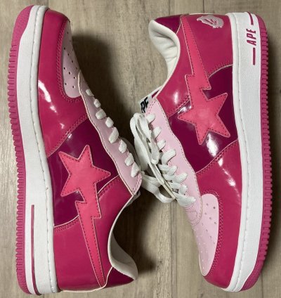 Bapesta Patent Leather Sneakers Pink Bathing Ape Bape Sta