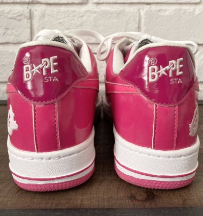 Bapesta Patent Leather Sneakers Pink Bathing Ape Bape Sta