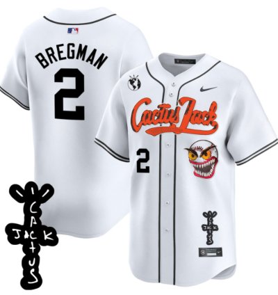 Alex Bregman 2 Houston Astros Cactus Jack Patch V2 Men Jersey - White