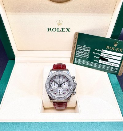 Rolex Daytona 18kt Whitegold Ruby Diamond Original Setting Very Rare Piece