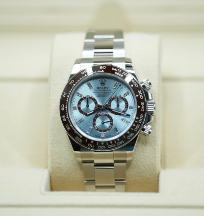 Rolex Daytona 2024 Platinum Daytona Diamond Baguette Unworn Open Case Back Box Papers 126506