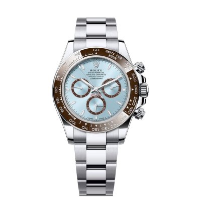 Rolex Daytona 40mm Platinum Brown Ceramic Bezel Ice Blue Diamond Dial