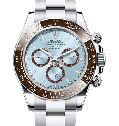 Rolex Daytona 40mm Platinum Brown Ceramic Bezel Ice Blue Diamond Dial