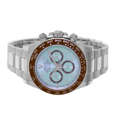 Rolex Daytona 40mm Platinum Ice Blue Index Dial Brown Bezel 126506