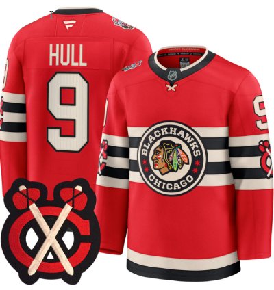 Bobby Hull Jersey 9 Chicago Blackhawks Winter Classic Patch Stitched Red