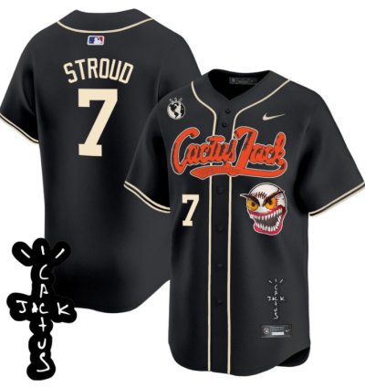 Cj Stroud 7 Houston Astros Cactus Jack Patch V2 Men Jersey - Black