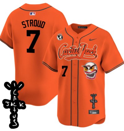 Cj Stroud 7 Houston Astros Cactus Jack Patch V2 Men Jersey - Orange
