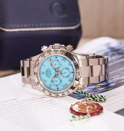 Rolex Daytona Beach Turquoise Fully Stickered Unworn 18k White Gold 116509 - Com003395