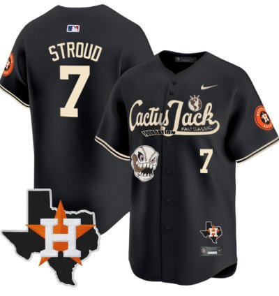 Cj Stroud 7 Houston Astros Cactus Jack Foundation Fall Classic Black Limited Jersey