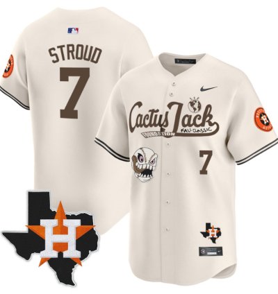 Cj Stroud 7 Houston Astros Cactus Jack Foundation Fall Classic Limited Jersey Cream