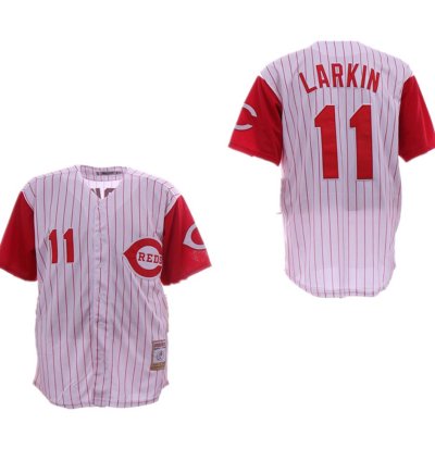 Cincinnati Reds Barry Larkin White Throwback Jersey