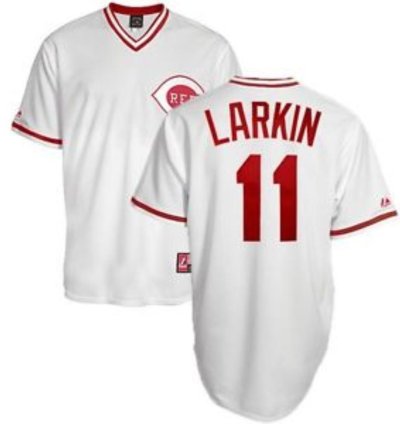 Cincinnati Reds Barry Larkin White Throwback Pullover Jersey