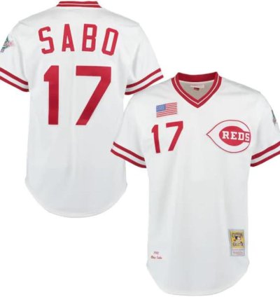 Cincinnati Reds Chris Sabo White 1990 Throwback Pullover Jersey