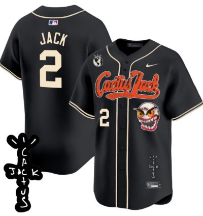 Jack 2 Houston Astros Cactus Jack Patch V2 Men Jersey - Black