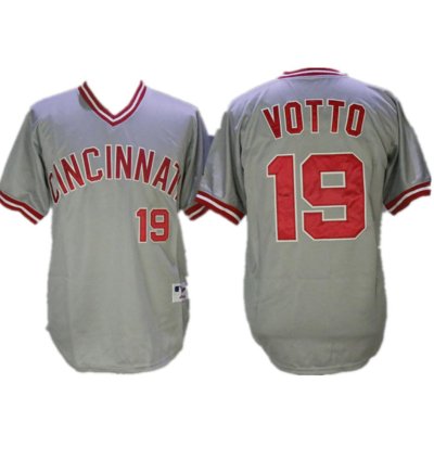Cincinnati Reds Joey Votto Gray Throwback Pullover Jersey