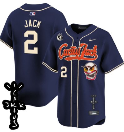 Jack 2 Houston Astros Cactus Jack Patch V2 Men Jersey - Navy