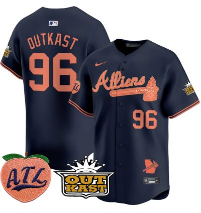 Outkast Jersey 96 Atlanta Braves Atliens Peach Vapor Premier Limited Stitched