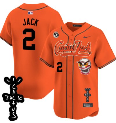 Jack 2 Houston Astros Cactus Jack Patch V2 Men Jersey - Orange