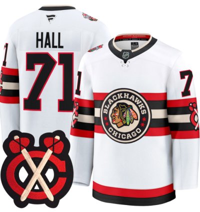 Taylor Hall Jersey 71 Chicago Blackhawks Winter Classic Patch Stitched White