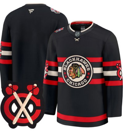Team Jersey Chicago Blackhawks Winter Classic Patch Premium Stitched Black