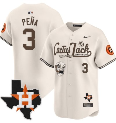 Jeremy Pena 3 Houston Astros Cactus Jack Foundation Fall Classic Limited Jersey Cream